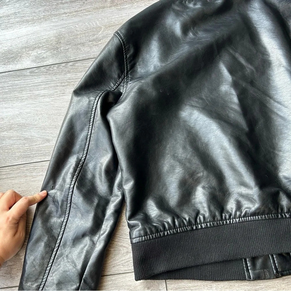 Ci Sono By Cavalini Black Faux Leather Bomber Jacket - Picture 16 of 16